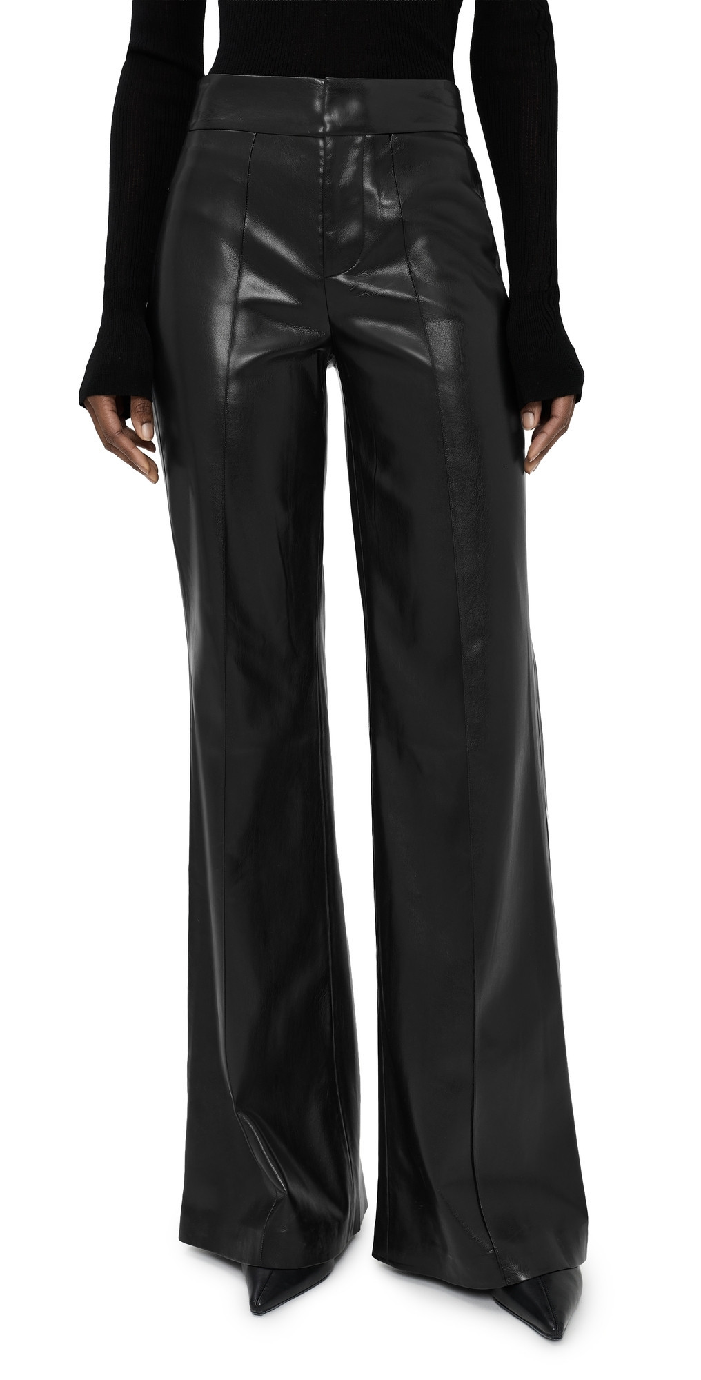 ALICE + OLIVIA Dylan Faux Leather High Waisted Wide Leg Pants Black 4 | Shopbop