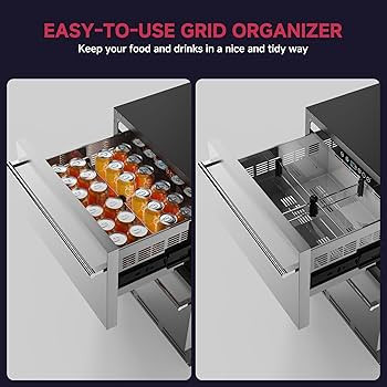 24 Inch Under Counter Drawer Fridge, Stainless Steel Beverage Refrigerator Built-In For Home & Co... | Amazon (US)