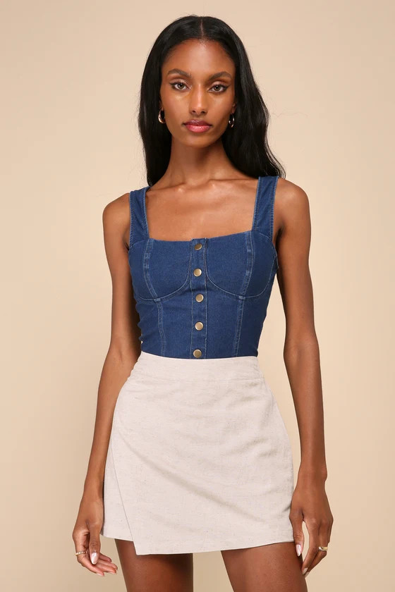 Breeziest Beauty Beige Linen High-Rise Skort | Lulus