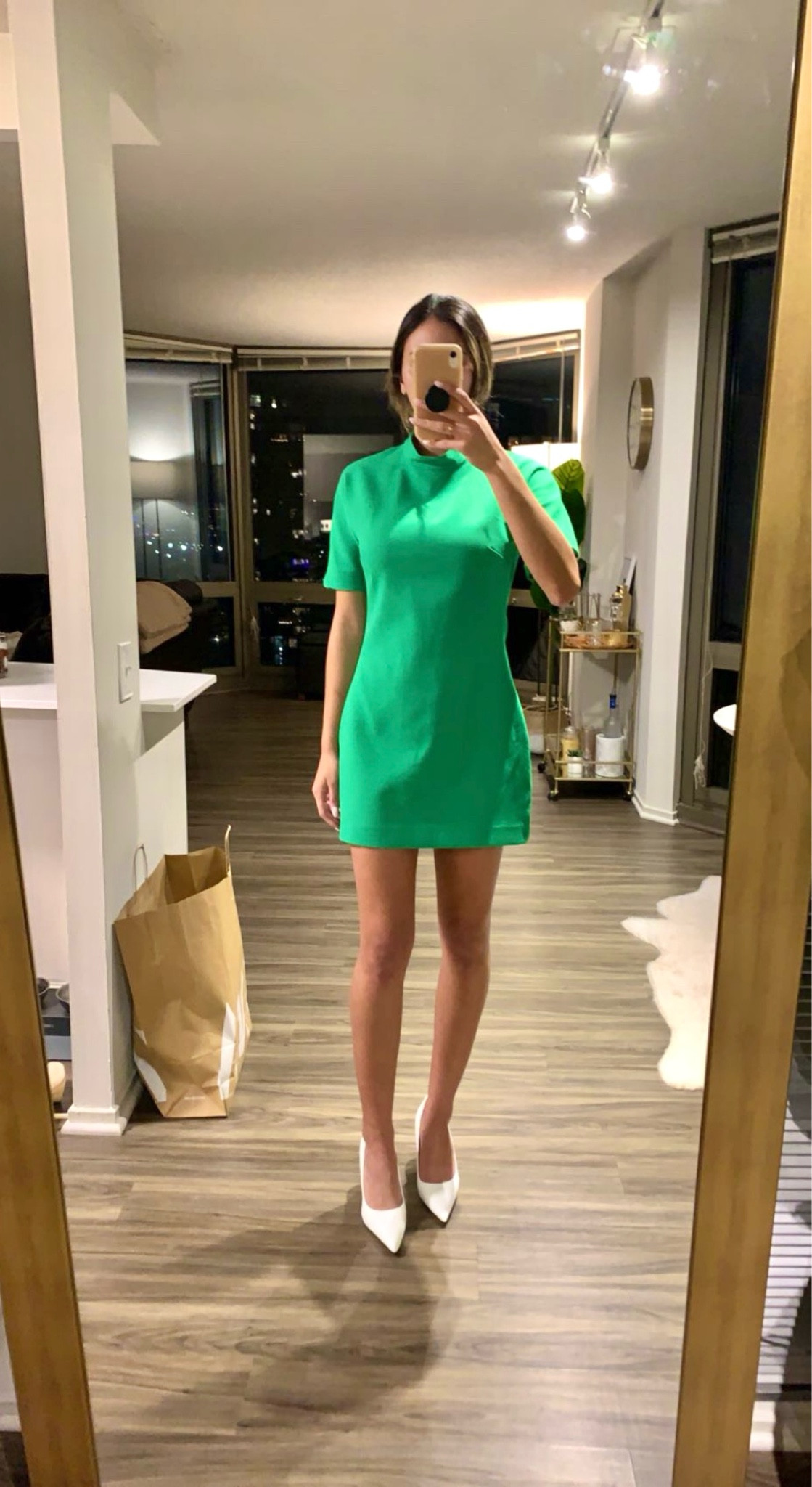 nordstrom spring mini dress for casual cocktail parties and brunches

dress - size 2
white heel pumps - 7
