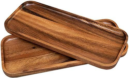 Villa Acacia Wood Serving Platters, 12 Inch, 2 Pack Set Wooden Trays | Amazon (US)