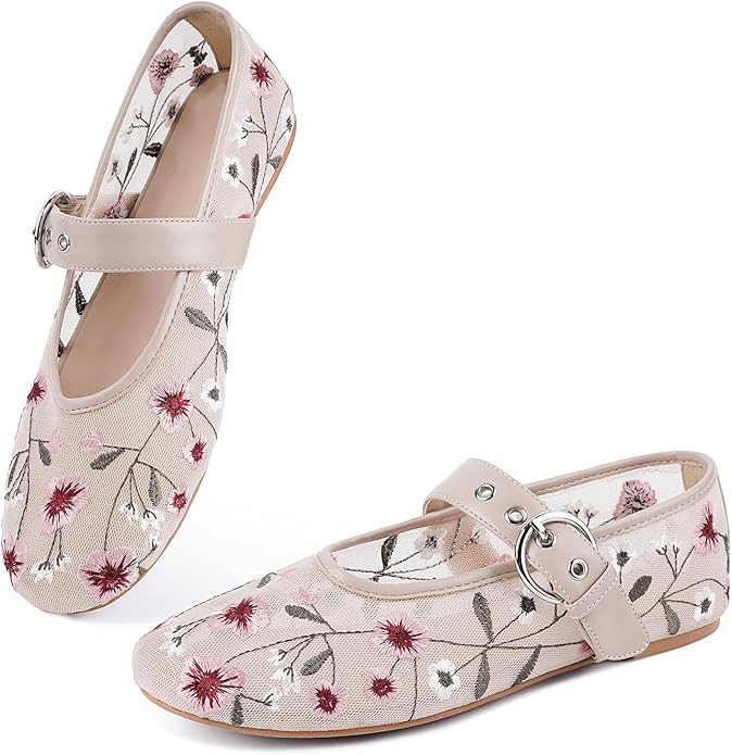 Leopard Flats for Women Mesh Flats Ballet Flats Mary Jane Flats Women's Dress Shoes Ballet Shoes | Amazon (US)