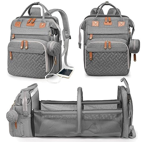 Astro alan Baby Diaper Bags with Changing Station, Waterproof Diaper Bag Backpack for Moms Dads with USB Charging Port, Baby Shower Gifts, Large Capacity diaper backpack, Grey | Amazon (US)
