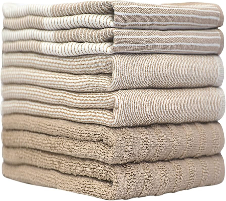 Premium Dish Towels (20”x 28”, 6 Pack) | Large Cotton Kitchen Hand Towels | | Flat & Terry Hi... | Amazon (US)