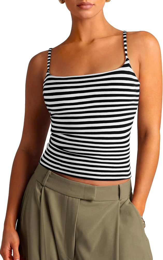 SUUKSESS Women Cotton Double Layer Unpadded Cami Summer Basic Going Out Tops | Amazon (US)