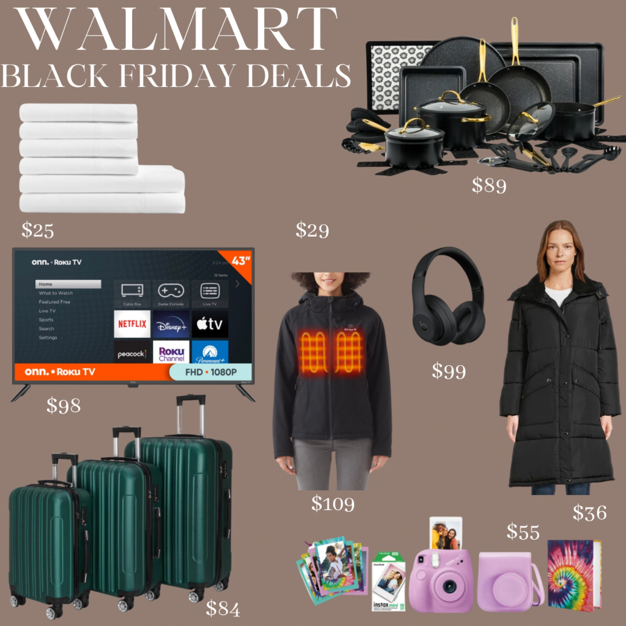 Walmart Black Friday Deals! Luggage, TV’s, bed sheets, coats, heated coat, Polaroid, kitchen set! 

#LTKhome #LTKCyberWeek #LTKfamily