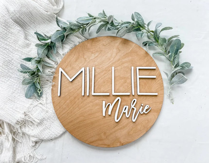 Nursery Name Sign Round Name Sign Above Crib Sign 3d Name - Etsy