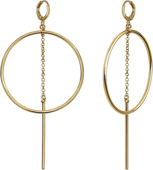 Dangle Hoop Earrings for Women, 14k Gold/Silver Plated High Polished Cute & Aesthetic Earrings fo... | Amazon (US)