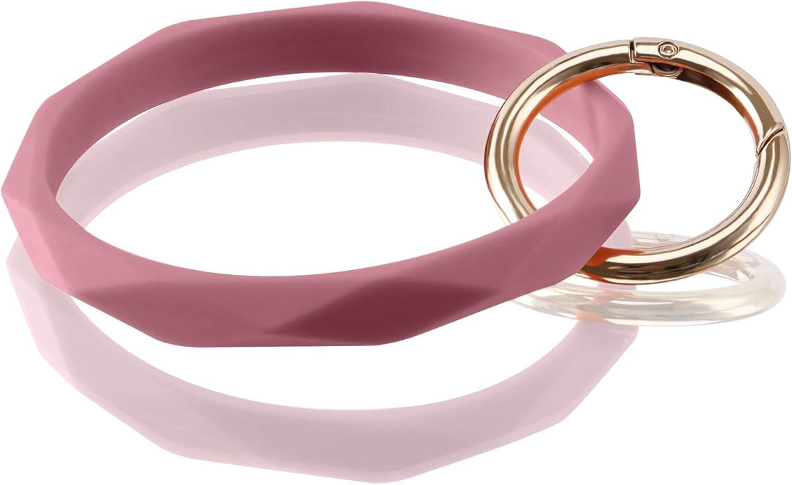 Huakan Key Ring Bracelet Keychain Silicone Bangle for Women and girls Diamond Shaped | Amazon (US)