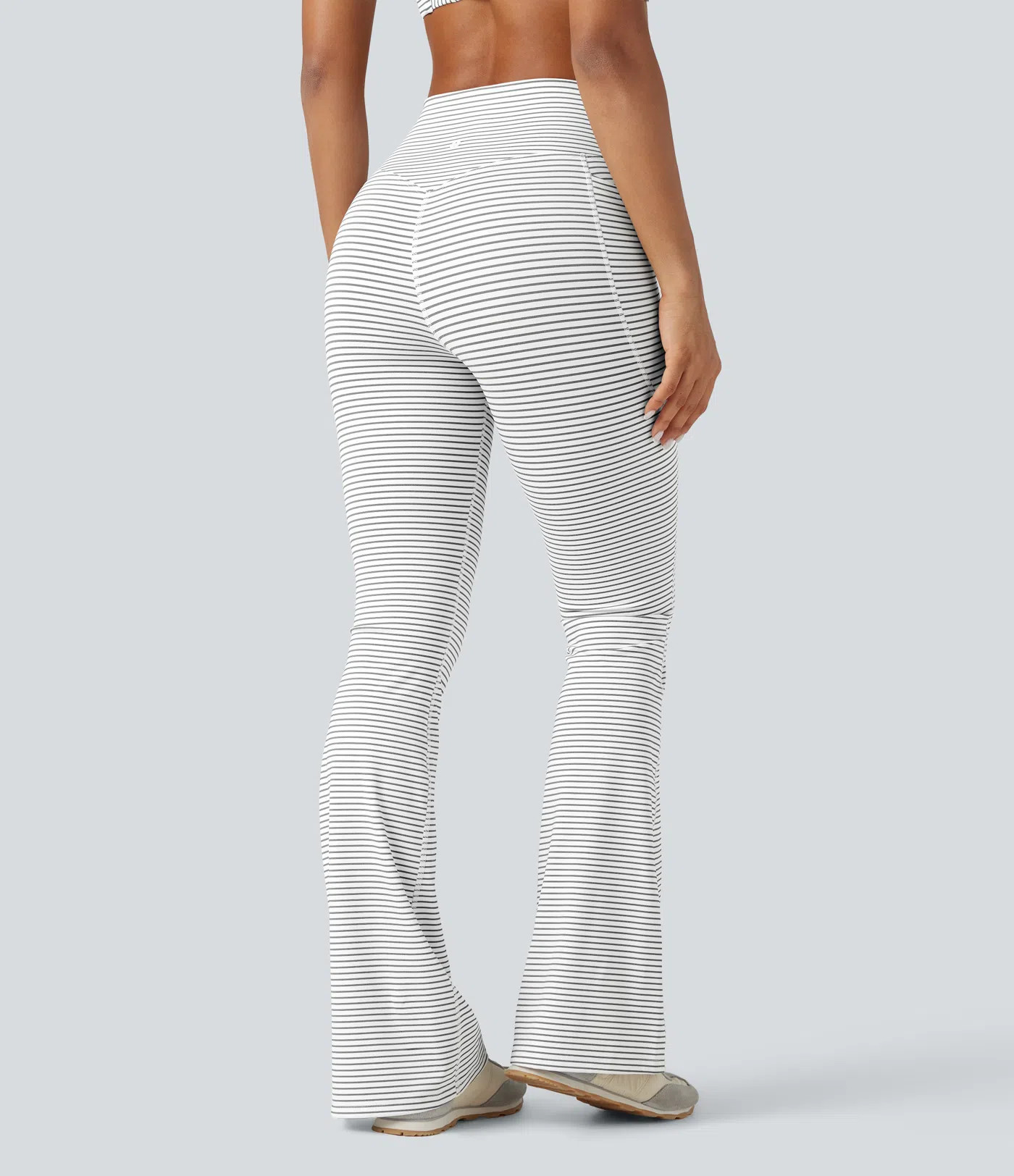 Women’s High-waisted Tummy Control Striped Yoga Bootcut Legging with Pockets - Halara | HALARA
