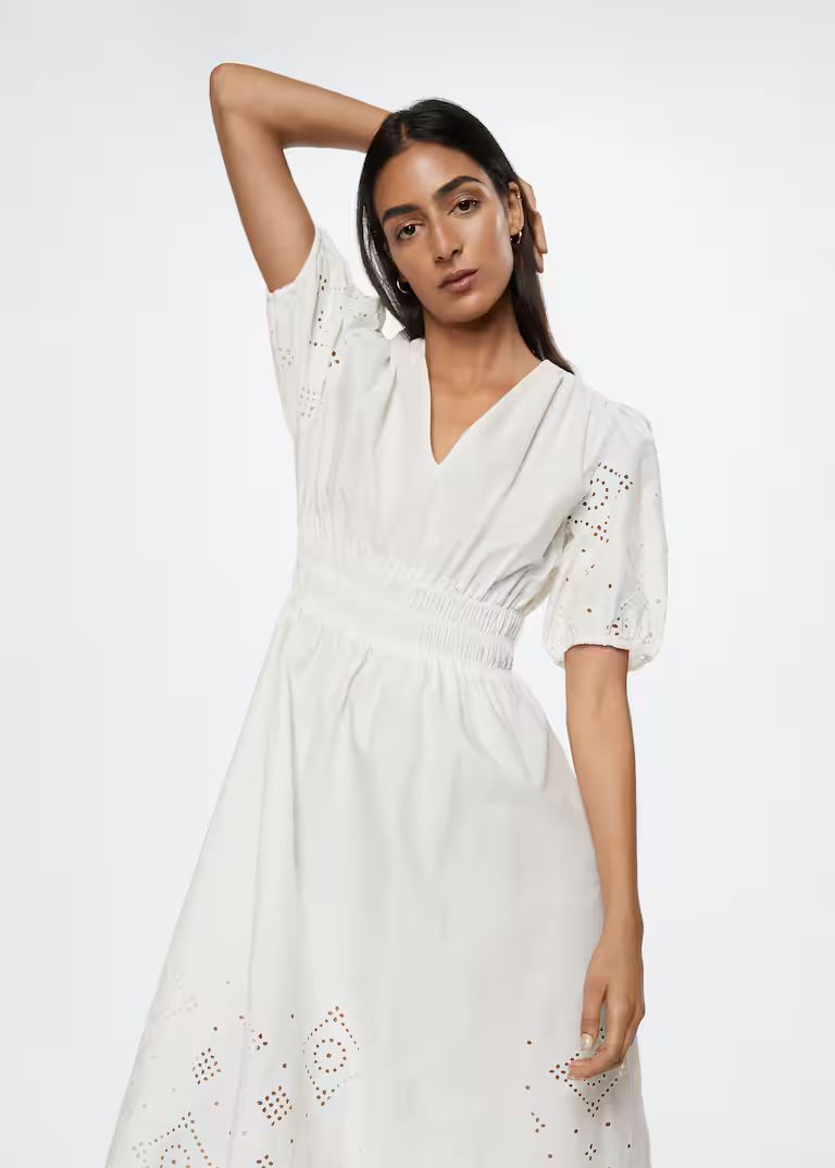 Embroidered cotton dress | MANGO (US)