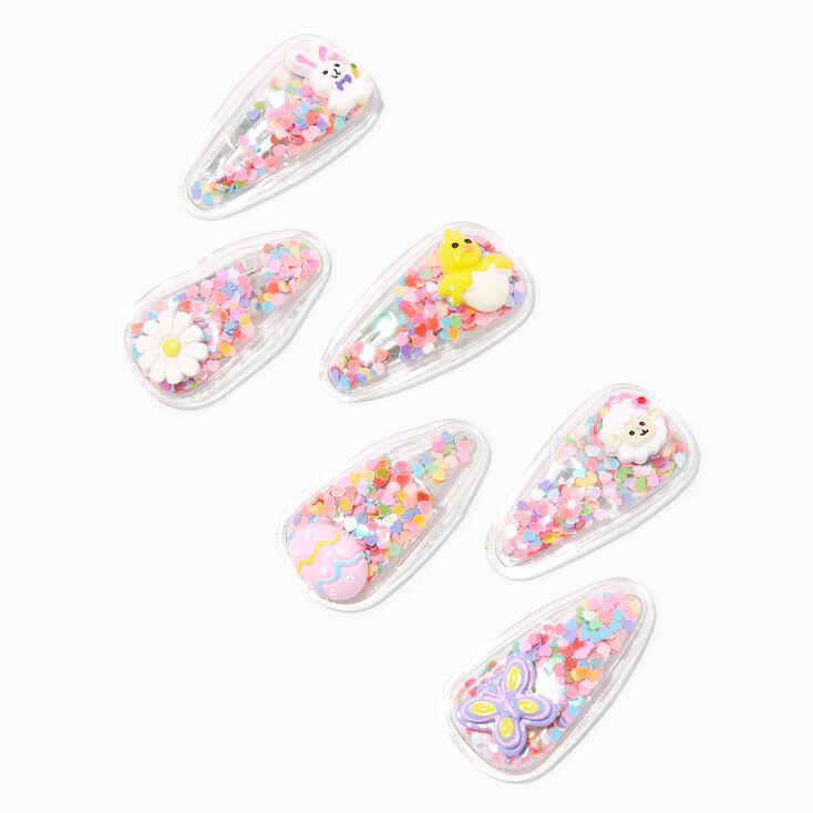 Easter Icons Shakey Confetti Snap Hair Clips - 6 Pack | Claire's (US)