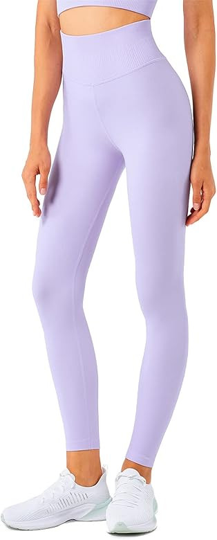 Lavento Women's Seamless Tummy Control Workout Leggings 7/8 Length - High Waisted Active Training Ti | Amazon (US)