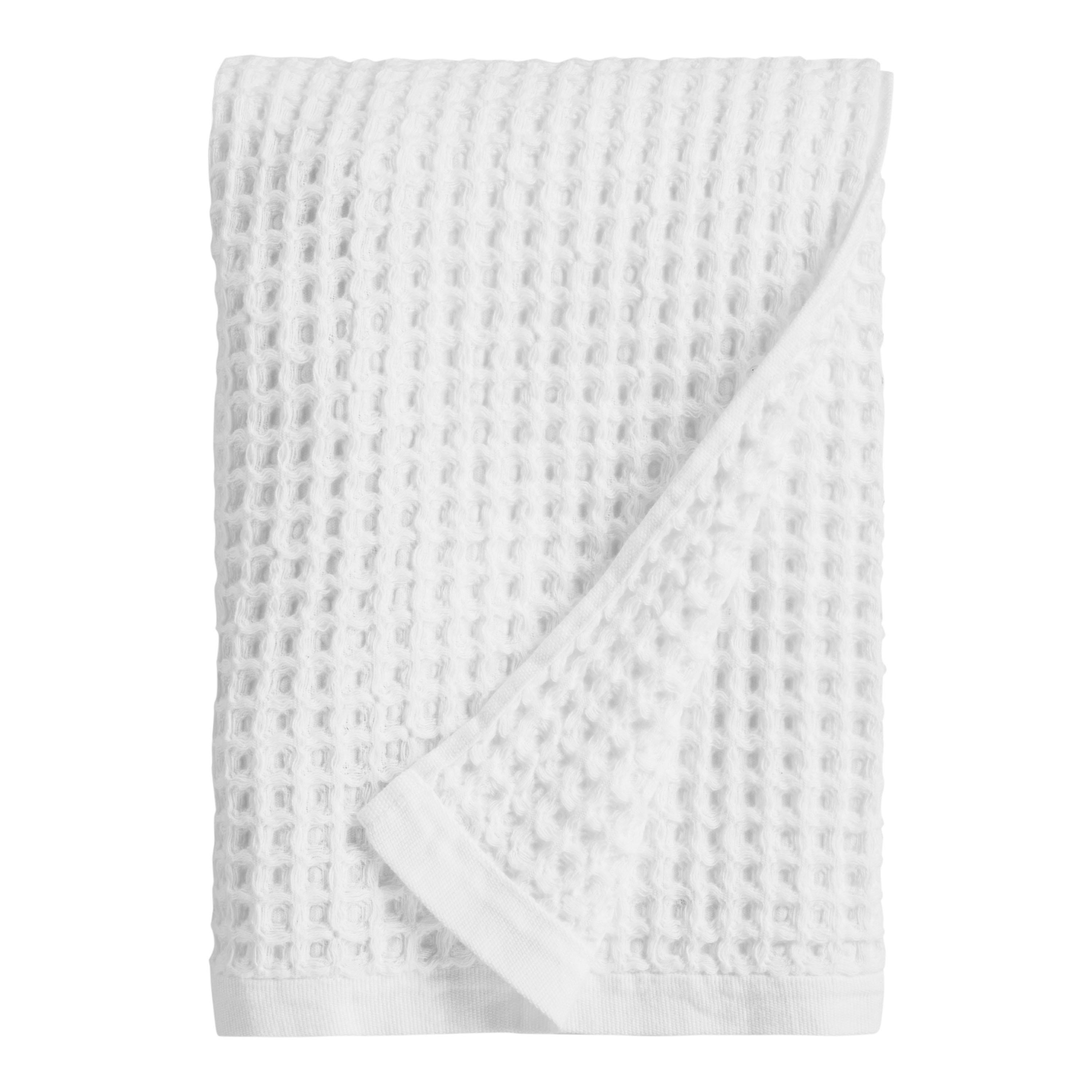 White Waffle Weave Cotton Bath Towel | World Market