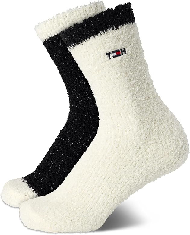 Tommy Hilfiger Women's Socks - Fluffy Fuzzy Crew Socks (2 Pack) | Amazon (US)