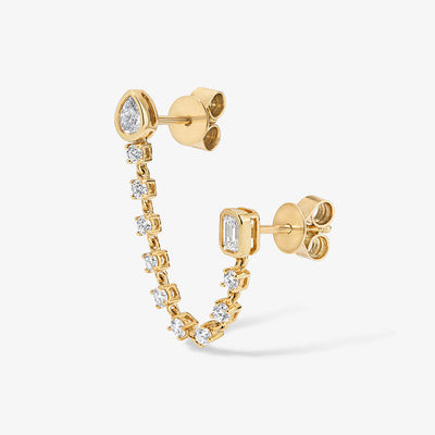 Celeste Pear and Emerald Diamond Chain Earring | Stephanie Gottlieb Fine Jewelry
