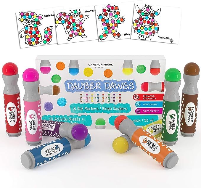 8-pack Washable Dot Markers / Bingo Daubers Dabbers Dauber Dawgs Kids / Toddlers / Preschool / Ch... | Amazon (US)