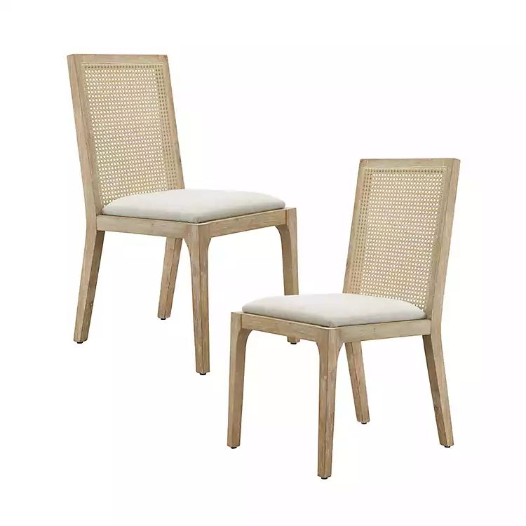 Cane Back Upholstered Wood Dining Chairs, Set of 2 | Kirkland's Home
