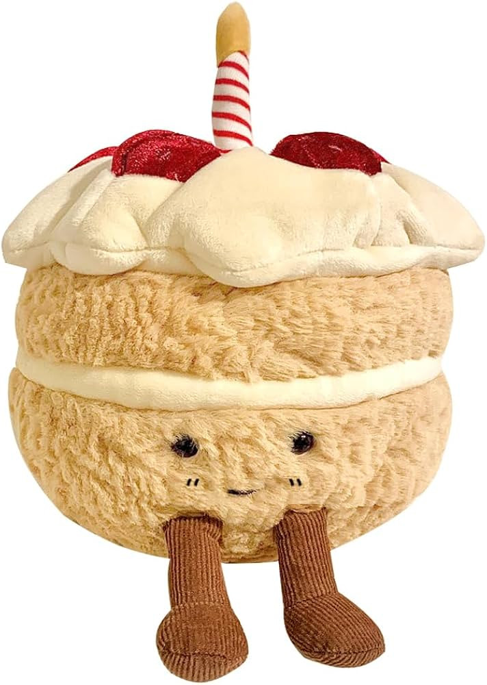 Birthday Cake Plush, 7.9" Cute Birthday Stuffed Animal for Girls, Funny Food Plushie, Soft Cake T... | Amazon (US)