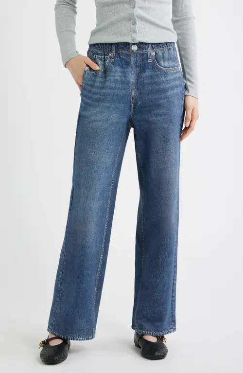 rag & bone rb Miramar Ankle Length Pull On Wide Leg Sweatpant Jeans in Kimber at Nordstrom, Size Large | Nordstrom