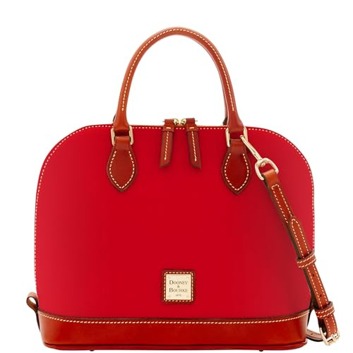 Dooney & Bourke Women's Zip Zip Satchel in Pebble Grain Leather, Large Handbag with Adjustable & Detachable Shoulder Strap, Red | Amazon (US)