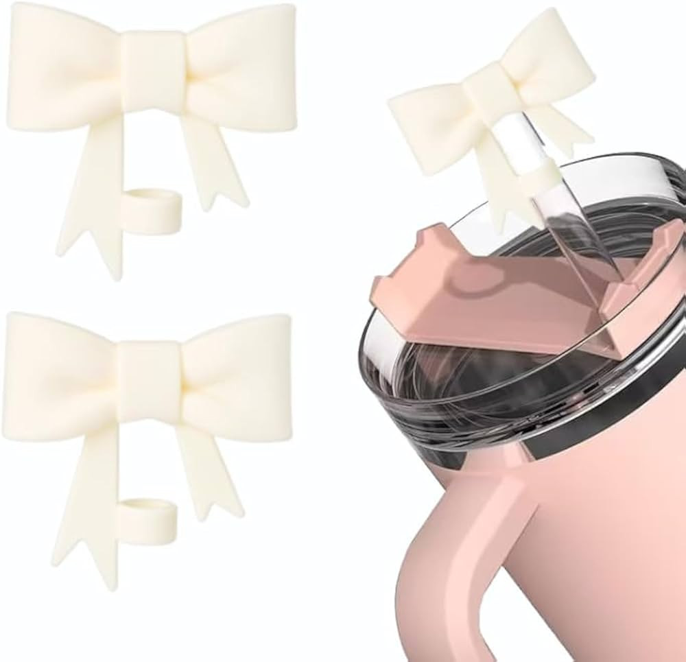 2Pcs Bow Straw Cover for Stanley 40&30 Oz Cup,10mm Silicone Straw Covers Cap for Stanley Cup Acce... | Amazon (US)