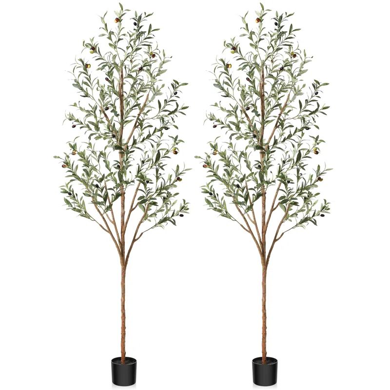 Adcock Artificial Olive Tree Tree in Pot with Realistic Leaves and Natural Trunk | Wayfair North America