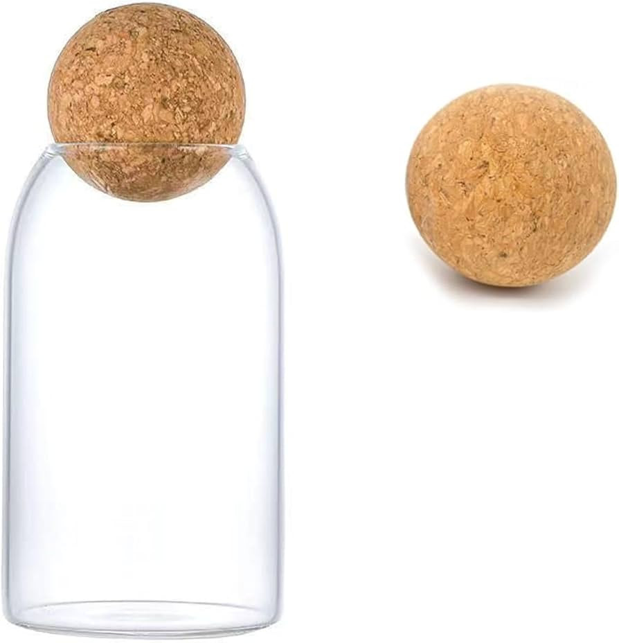 750ML/25Oz Clear Glass Bottles, Glass Food Storage Containers with Airtight Round Cork, Decorativ... | Amazon (US)