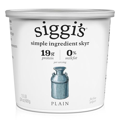 siggi's® Icelandic Strained Nonfat Yogurt, Plain, 24 oz. Multiserving Container – Thick, Protein-Rich Yogurt Snack | Amazon (US)
