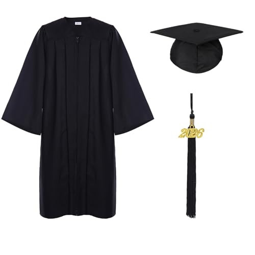 FtyFty Unisex Adult Matte Graduation Cap and Gown Tassel Set (Black, 48''FF(5'3''-5'5'')) | Amazon (US)