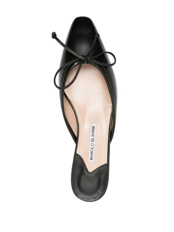 Manolo Blahnik Ballerimu Leather Mules | Black | FARFETCH | Farfetch Global