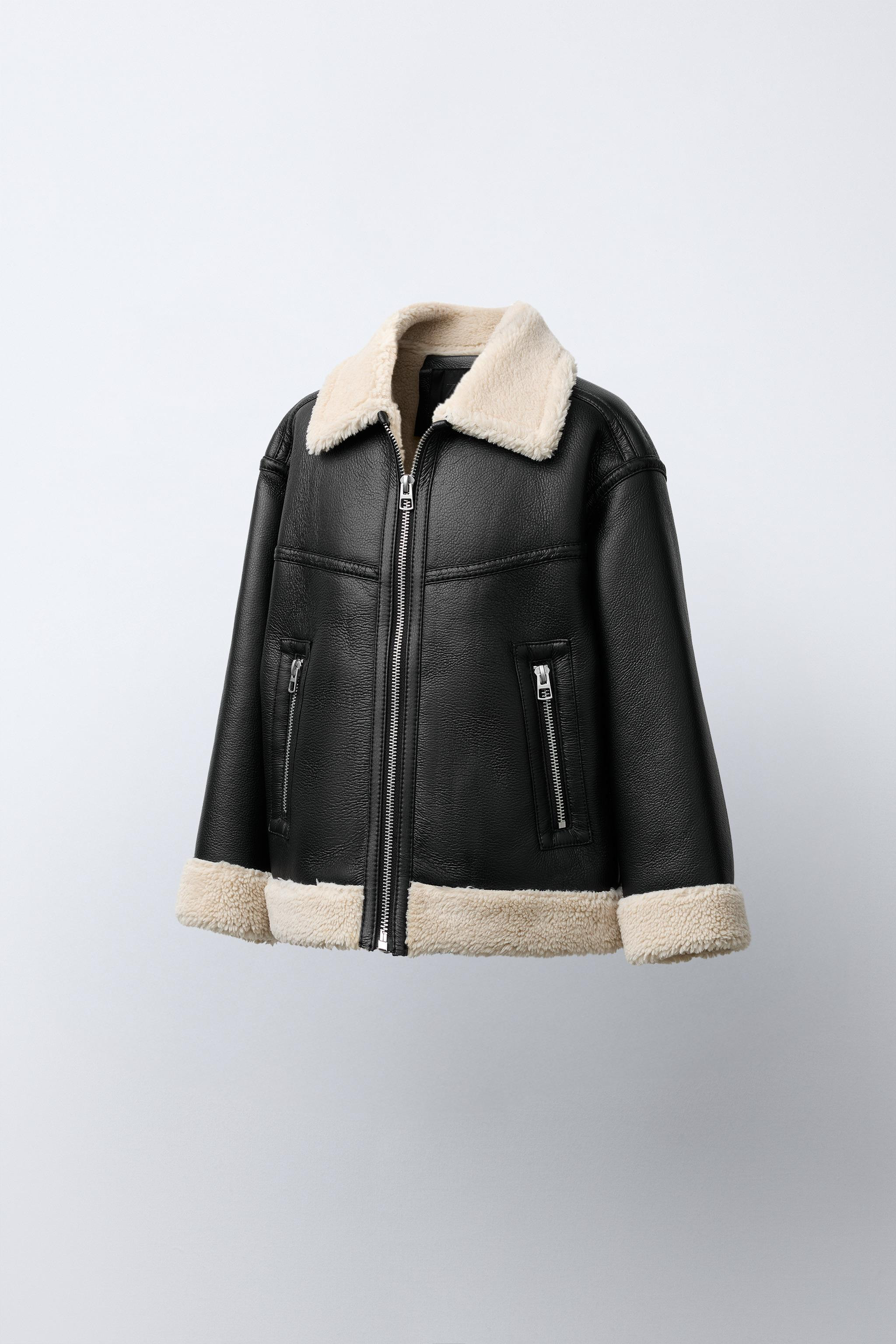 DOUBLE FACED FAUX LEATHER SHEARLING JACKET | Zara US