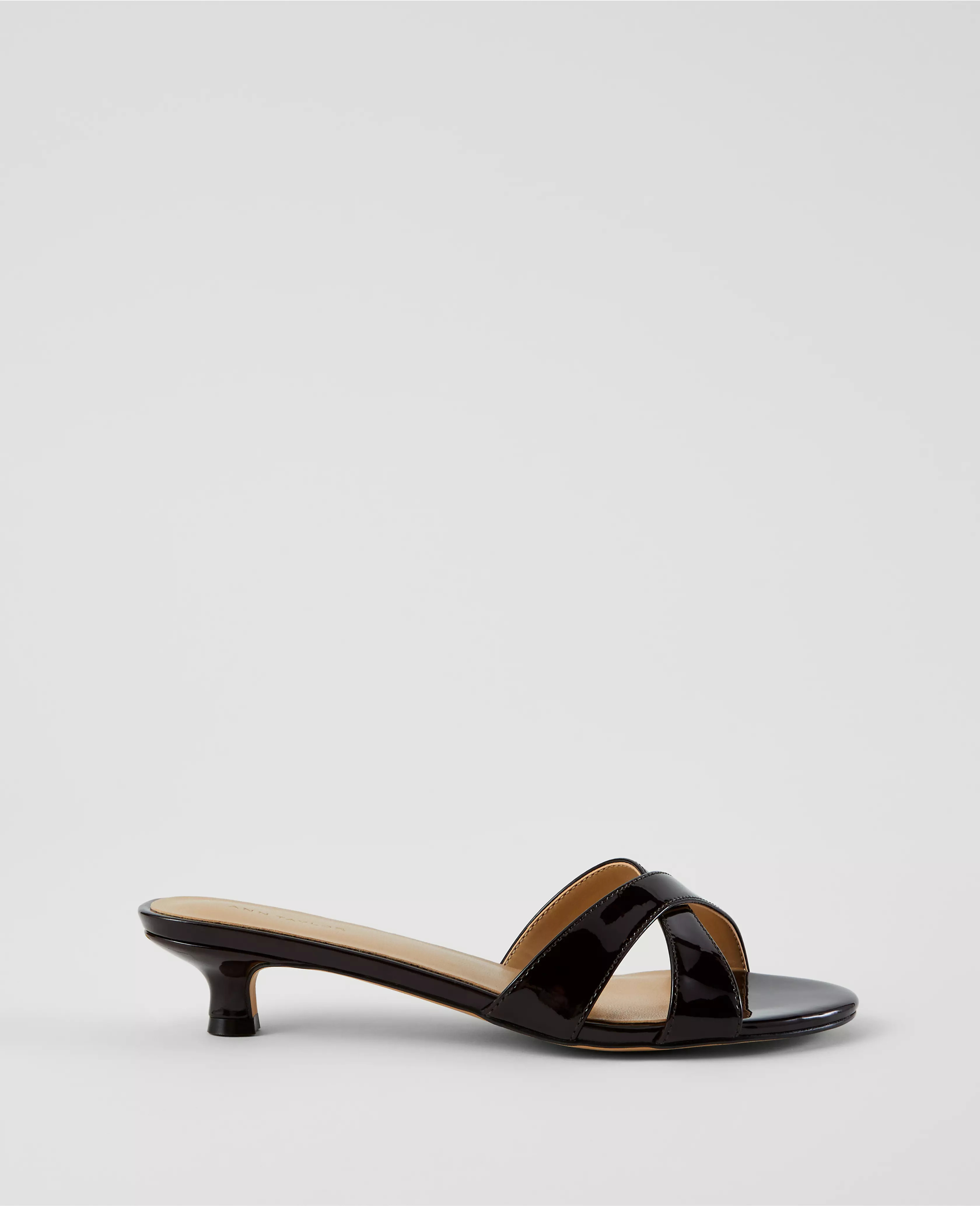 Patent Crossover Slingback Kitten Heel Sandals | Ann Taylor