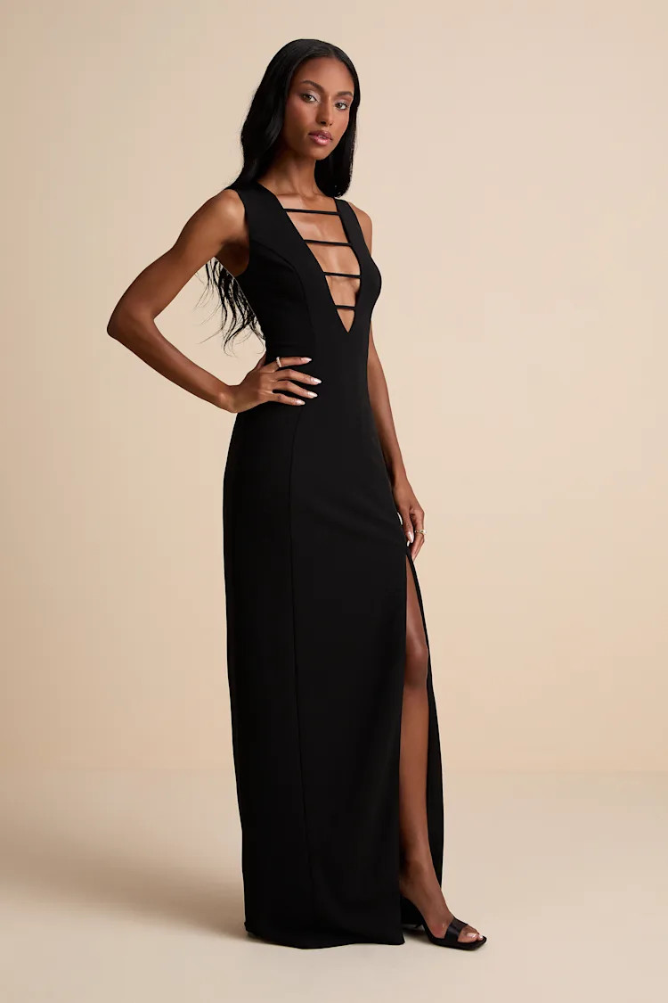 Sabrina Black Cutout Sleeveless Maxi Dress | Lulus