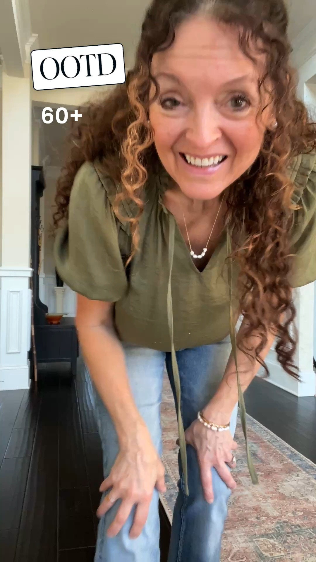 #OOTD 60+ 5’2”
I’m so ready for fall🍁, but it’s still hot 🥵 so I decided to wear some olive green that just happens to be in the form of a short sleeve satiny type blouse with some raw hemmed, jeans and sandals. Come on fall!

#LTKootd #LTKOver40
