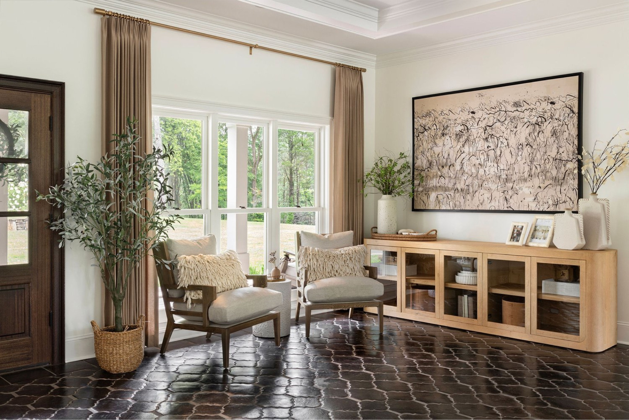 Gathering Room designed by @thelistandfound - everything with an available source is linked. 

*Oslo Glass 5-Door Sideboard from Restoration Hardware is no longer available. 

*Curtains and hardware are custom from @uptowndrapes 

#LTKhome #LTKstyletip #LTKSale