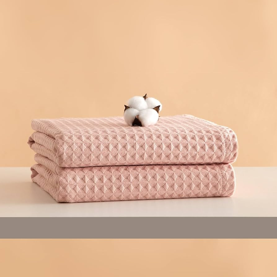 AMWAN Cotton Pink Bath Towels Luxury Soft High Absorbent Waffle Towels Extra Large Quick Drying B... | Amazon (US)