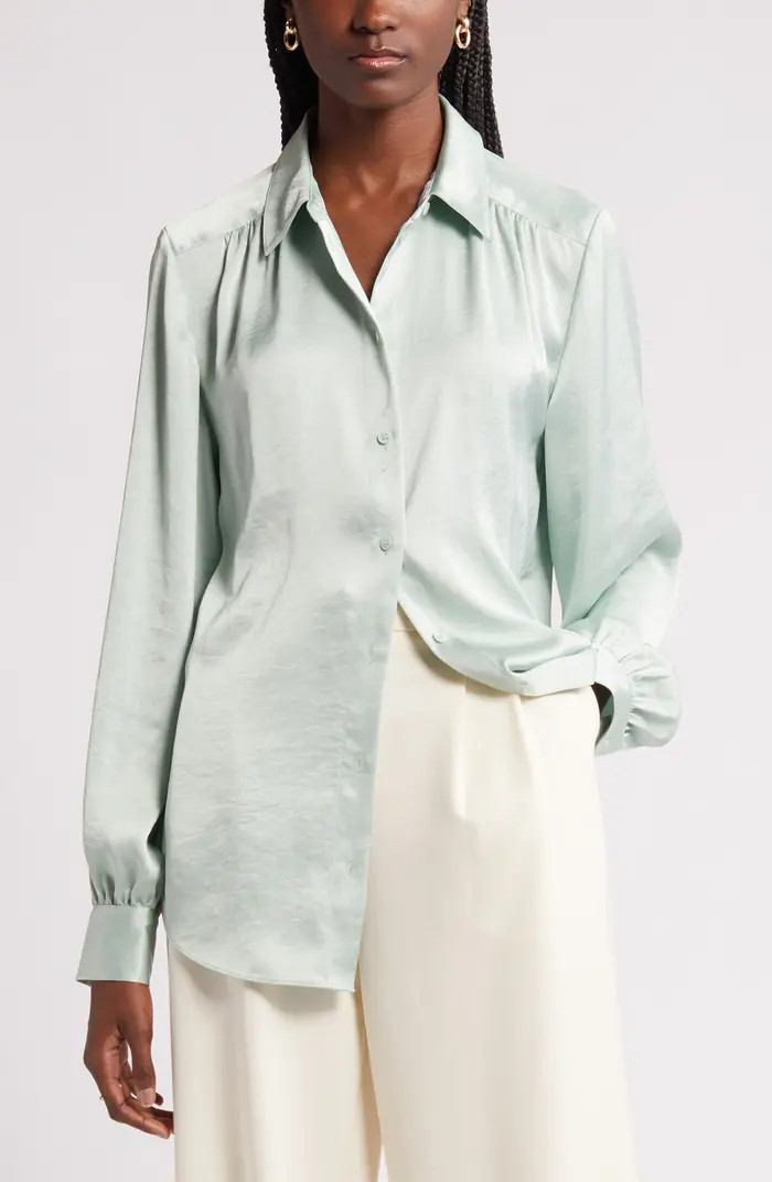 Nordstrom Textured Shirred Button-Up Shirt | Nordstrom | Nordstrom