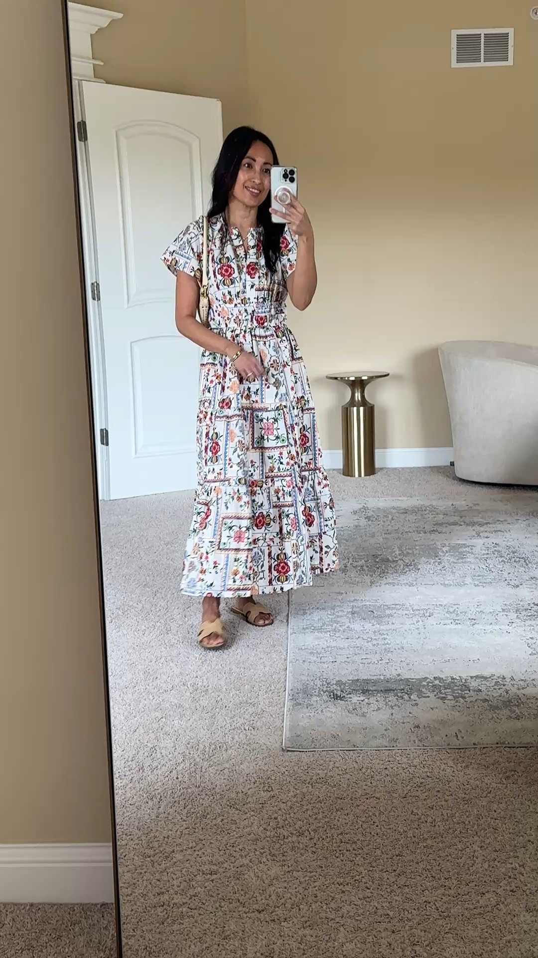 Classic Spring & Summer Dress. 
Easy vacation outfit too. 
I’ve been wanting to try this coveted dress for a while now and it really is the perfect dress. Cotton material thats feels good quality. It comes in multiple colors and designs; this exact pattern is newer and called ivory. There are also multiple other patterns that are currently an additional 50% off the sale price. Wide range of sizing options  This dress fit true to size for me and I am wearing the petite length at about 5’4. 
-Woven bag options linked. 
-Look for less sandals $20. 
-Mixed metals bangle bracelet stack. 
-Charm necklace    



#LTKStyleTip #LTKTravel #LTKOver40