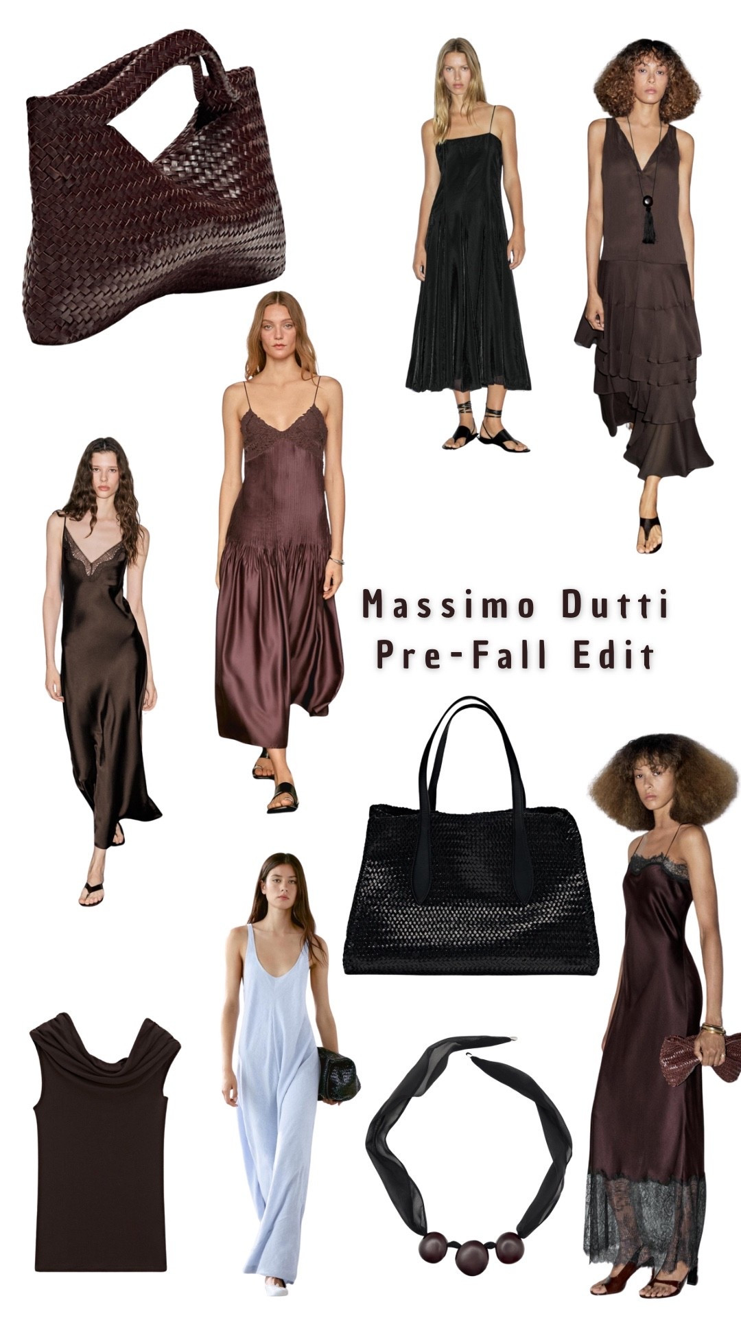 Massimo Dutti Pre-Fall Edit: rich cocoa, bordeaux and black. Satin slip dresses, airy knits, tiered midi, light-blue knit jumpsuit, woven leather totes and a clean cowl-neck top. Many pieces already reduced—shop the edit below.

Massimo Dutti, pre-fall, slip dress, satin, lace-trim, tiered dress, knit jumpsuit, cowl-neck top, woven leather bag, mesh tote, chocolate brown, black, bordeaux, quiet luxury, evening looks

#LTKstyle #LTKSeasonal #LTKsale #MassimoDutti #PreFallStyle #SlipDress #ChocolateBrown #QuietLuxury

#LTKautumn #LTKFashionMonth #LTKsale