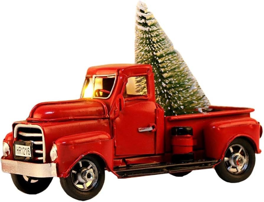 NUOBESTY Christmas Red Truck Model Vintage Metal Car Figurine Collectible Toy with Mini Christmas... | Amazon (US)