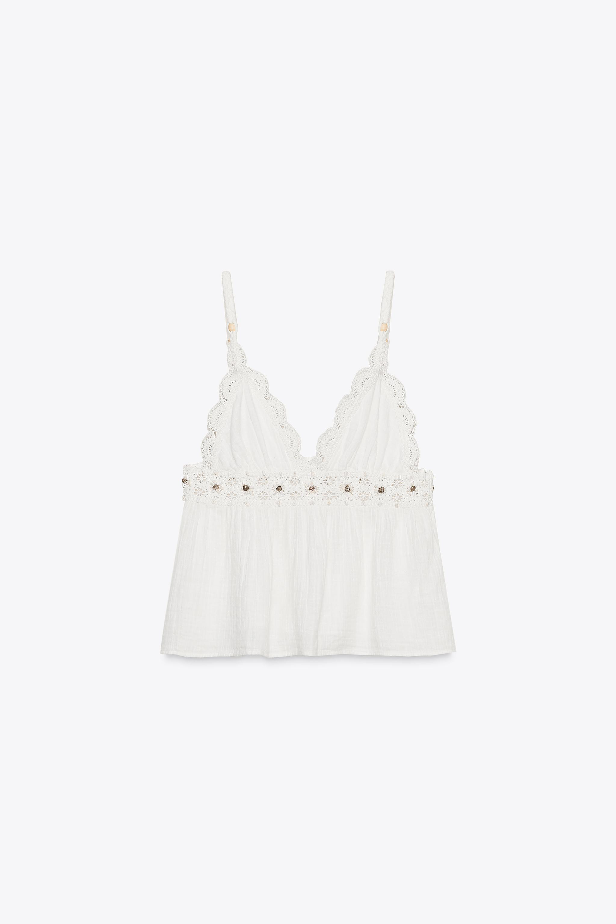 CROCHET AND BEAD TOP | Zara UK