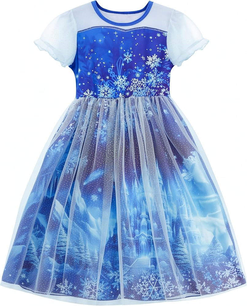 LQSZ Tulle Girls Princess Nightgowns Soft Toddler Nightdress Gown Breathable Puff Sleeve Sleepwea... | Amazon (US)