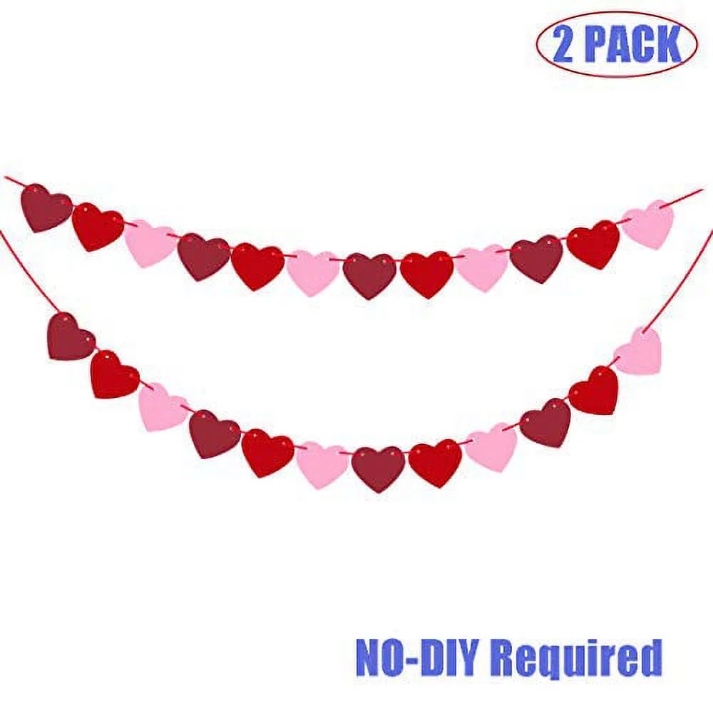 Felt Heart Garland Banner - Valentines Day Banner Decorations - NO DIY Anniversary, Engagement, W... | Walmart (US)