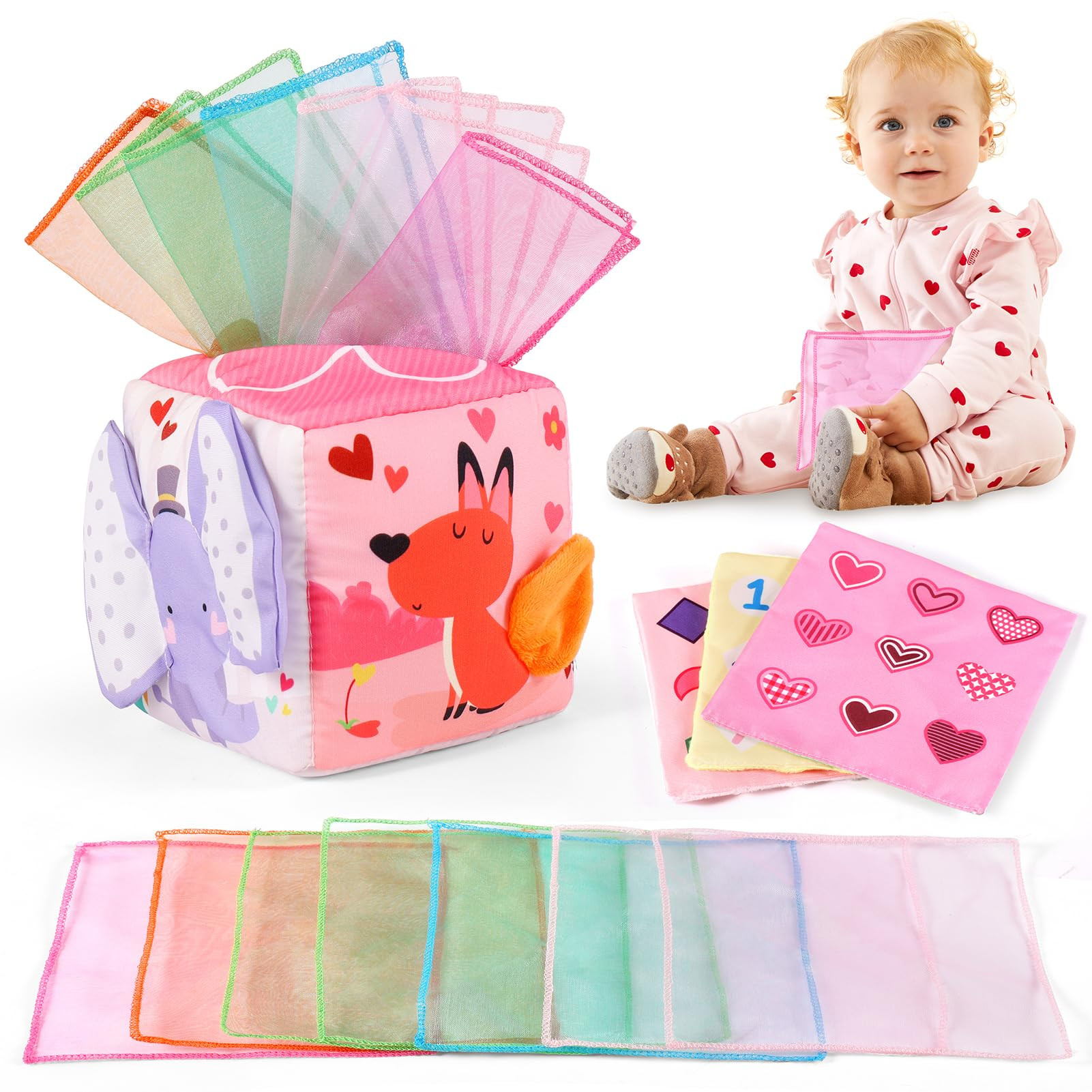 Valentine's Day Toys, Baby Tissue Box Toy for Babies 6-12 Months Montessori Toys Valentine's Gift... | Amazon (US)