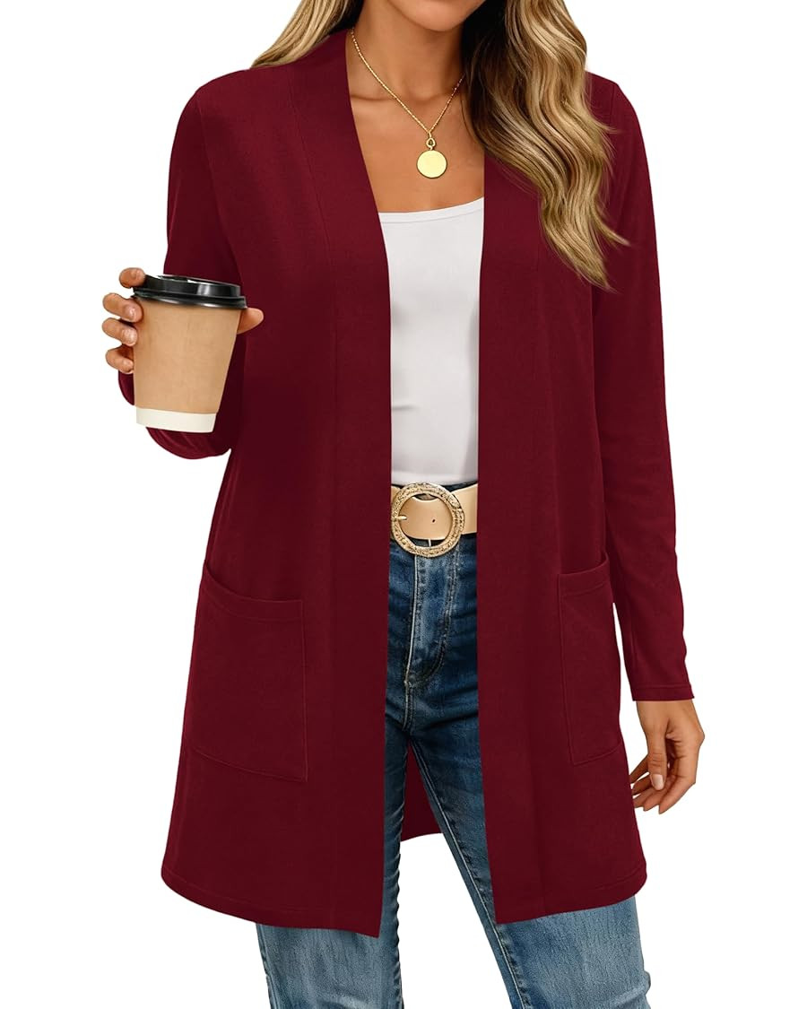 BTFBM Long Cardigans for Women Trendy Pockets Spring Clothes 2026 Casual Open Front Lightweight S... | Amazon (US)