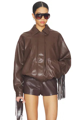 Sanna Faux Leather Jacket in Chocolate Brown | Revolve Clothing (Global)