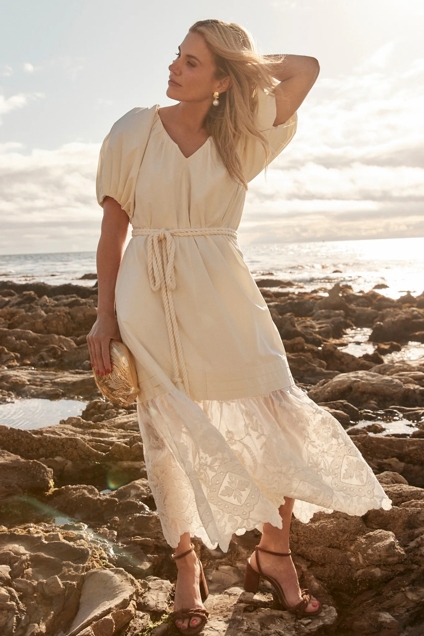 Cream Cotton Lace Juniper Dress | Tuckernuck (US)