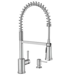 ExclusiveIndi Single-Handle Pre-Rinse Spring Pulldown Sprayer Kitchen Faucet with Power Clean in ... | The Home Depot