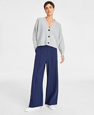 On 34th Women's Ponte Pull-On Wide-Leg Pants, Created for Macy's - Macy's | Macy's